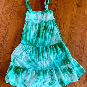 Tie dye green and white sun dress